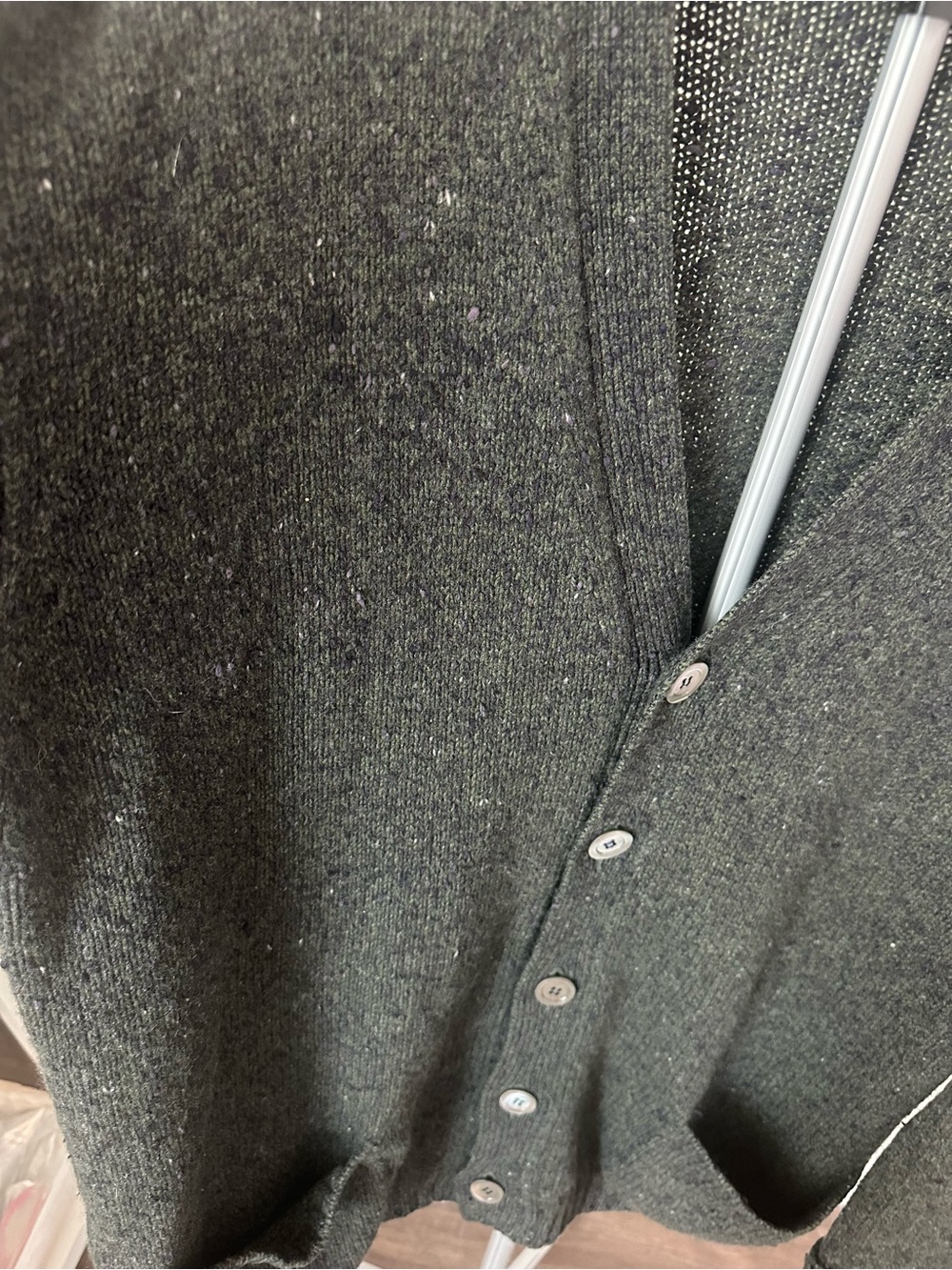 Vintage Malo Button Chunky Cardigan Olive Green SZ Large Italy Grandpa Sweater - Picture 5 of 5